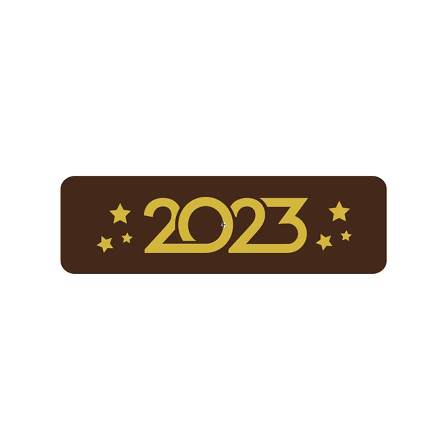 Tumšās šokolādes dekors "2023" 4,5x1,3 cm